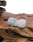 Baikalla Jewelry genuine jadeite carving Genuine Burmese White Blue-Green Jadeite Jade PiXiu Pendant Necklace