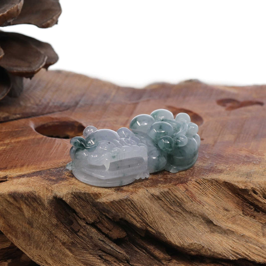 Baikalla Jewelry genuine jadeite carving With Nylon String Necklace Genuine Burmese Ice Blue-Green Jadeite Jade PiXiu Pendant Necklace
