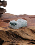 Baikalla Jewelry genuine jadeite carving Genuine Burmese Ice Blue-Green Jadeite Jade PiXiu Pendant Necklace