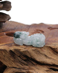 Baikalla Jewelry genuine jadeite carving Genuine Burmese Ice Blue-Green Jadeite Jade PiXiu Pendant Necklace