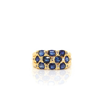 Baikalla Jewelry Gold Sapphire Ring 18k Yellow Gold Natural Blue Sapphire Ring with Diamonds