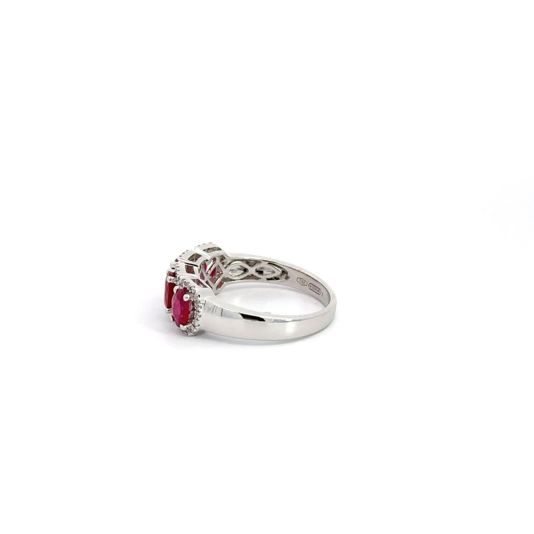 Baikalla Jewelry Gold Emerald Ring Copy of 18k White Gold AA Emerald Three Stones Set Halo Band Ring