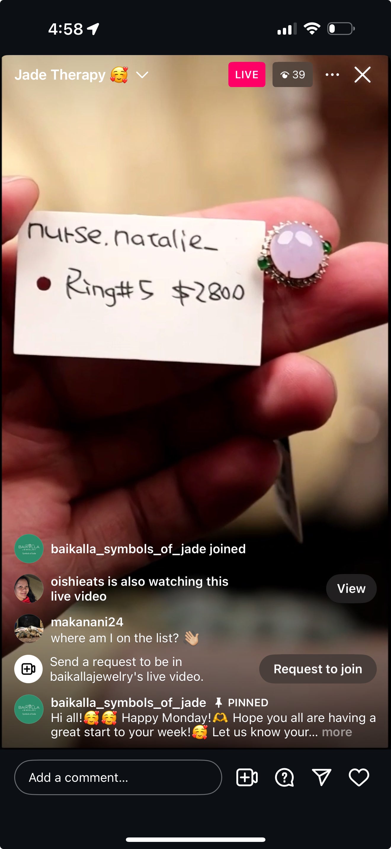 Live "18k (yellow gold) Natural Icy Lavender Jadeite Jade Round Cabochon Ring w/ Imperial Jadeite &amp; Natural Diamonds size 5" (Live Pick) (06/02/25)