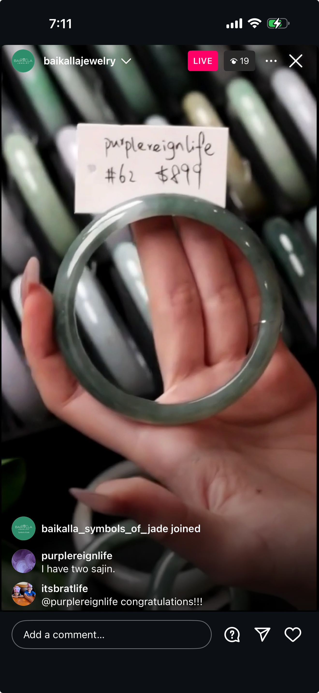 Live "Natural Deeper Oil Green Jadeite Jade Bangle" (06/12/25)