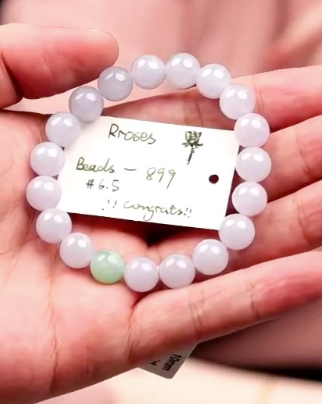 "Live" Natural Icy Lavender Jadeite Jade Beads Bracelet (08/10/26)