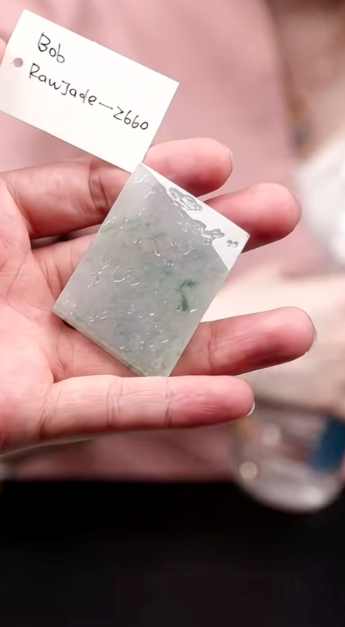 "Live" Natural Icy Light Green Flower Jadeite Jade Raw Custom  (09/12/26)