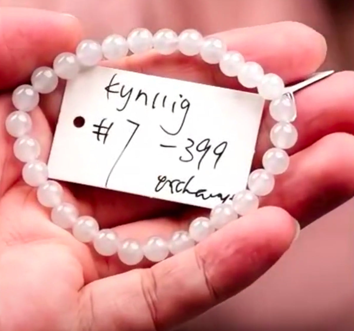 "Live" Natural Icy Moonlight Jadeite Jade Beaded Bracelet (09/15/26)