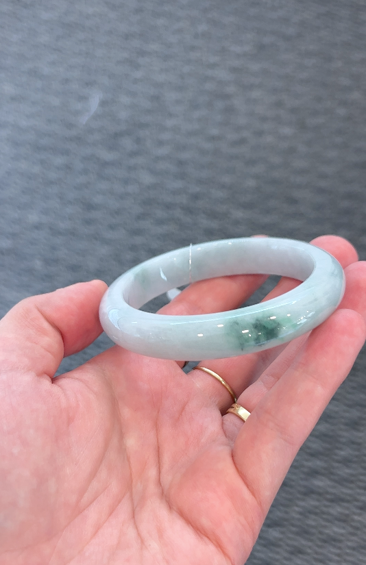 Baikalla Natural Blue-Green Jadeite Jade Bangle Bracelet (Showroom, 58mm)