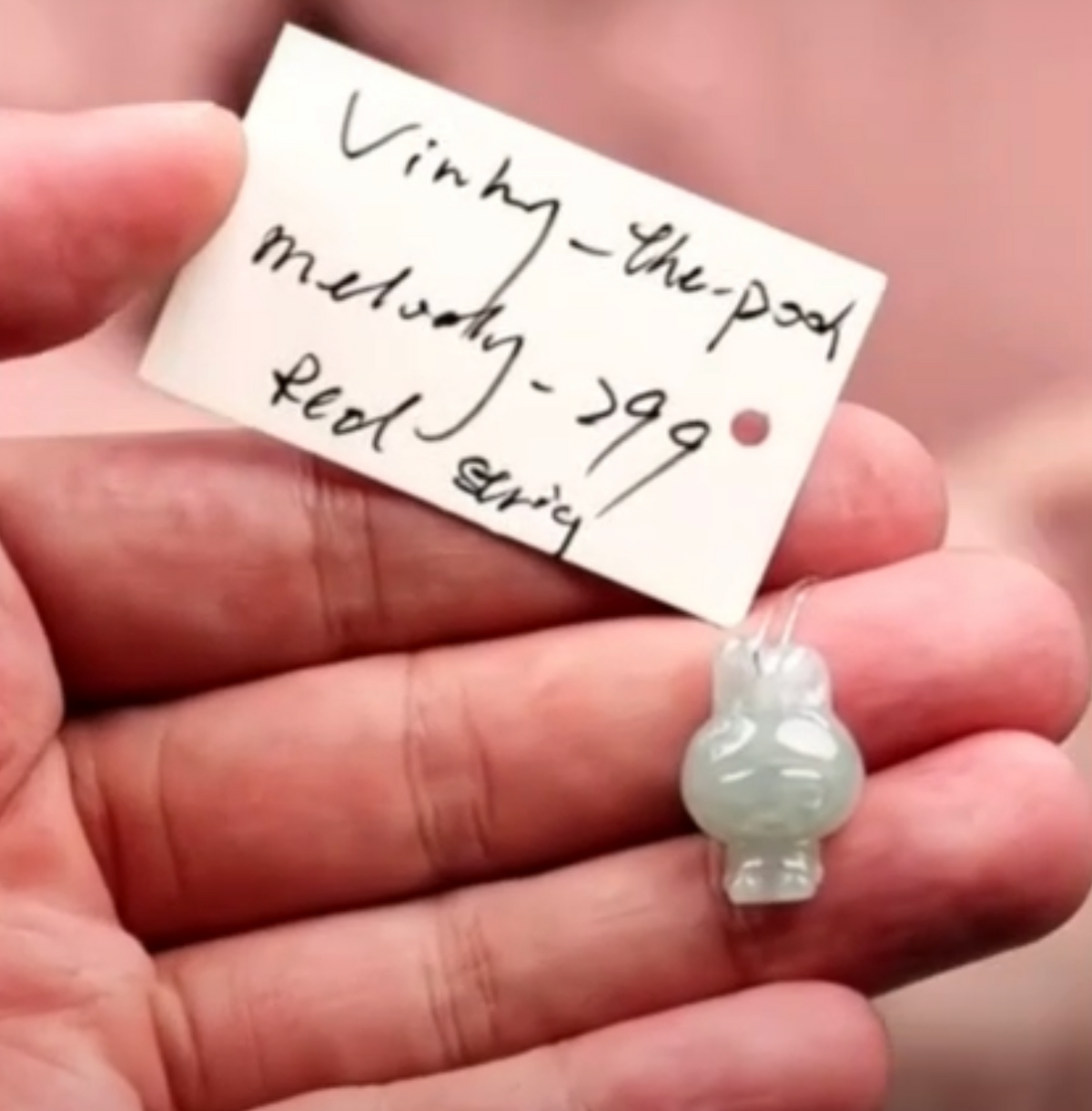 "Live" Natural Light Green Jadeite Jade My Melody Pendant (09/23/26)