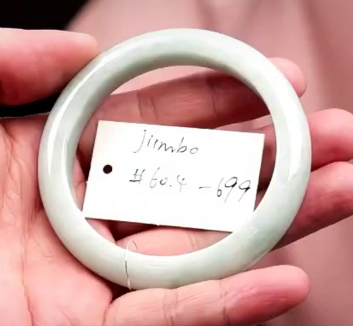 "Live" Natural Icy Light Apple Green Jadeite Jade Bangle (09/24/26)