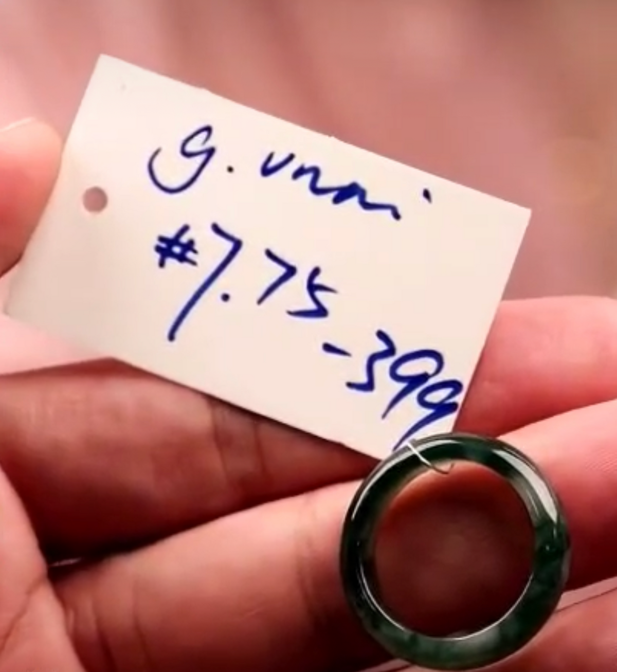 "Live" Icy Natural Dark Green Traditional Jadeite Jade Ring (09/30/26)
