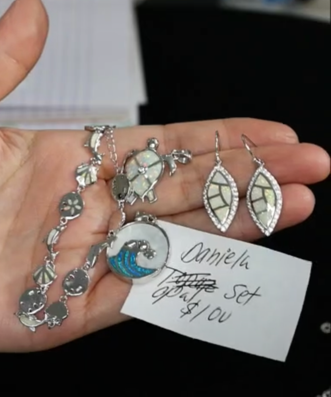 "Live" Sterling Silver White Opal Matching Jewelry (10/03/26)