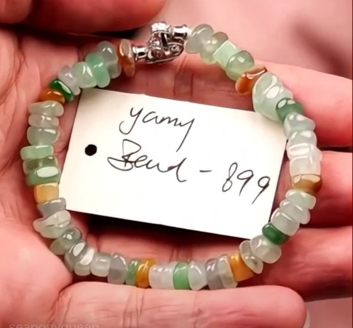 "Live" Icy Natural Multicolored Free Form Jadeite Jade beaded bracelet (10/08/26)
