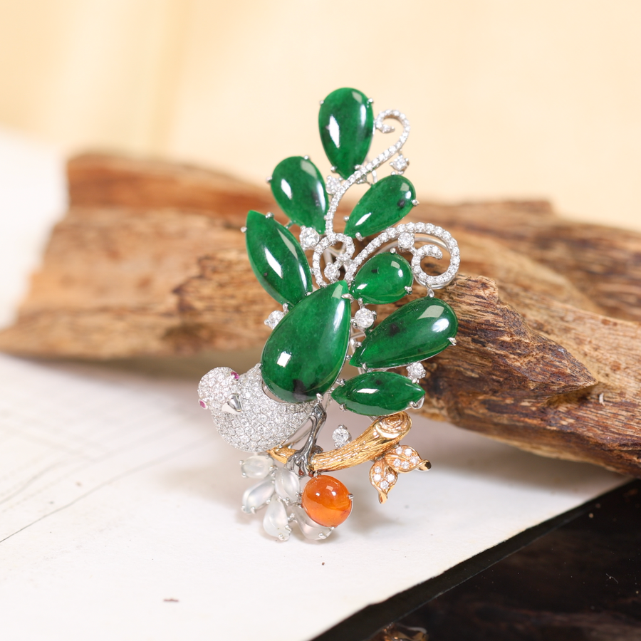 "Bird on A Tree" Baikalla Jewelry Signature Pendant/ Brooch
