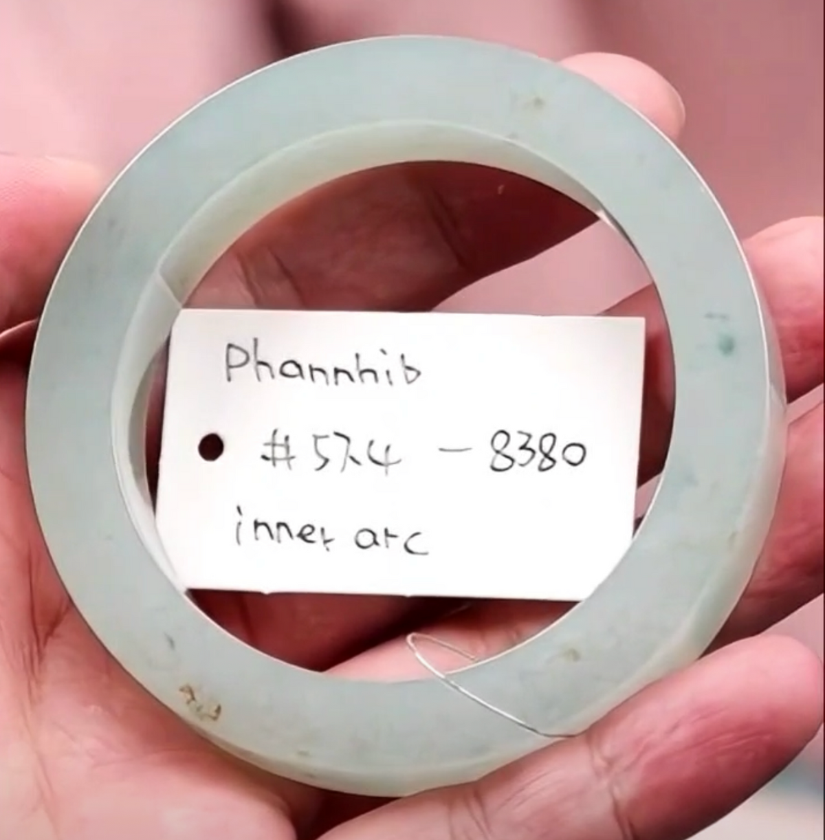 "Live" Icy Natural Blue-Green W/ Sajin Jadeite Jade Bangle (10/21/26)