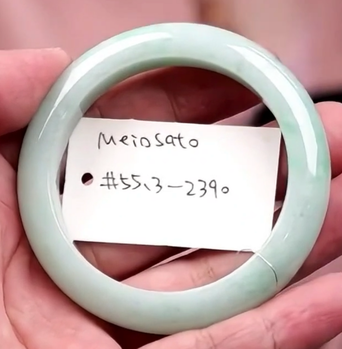 "Live" Icy Natural Light Vibrant Green Jadeite Jade Bangle (10/24/26)