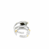 Baikalla Jewelry Jade Ring Baikalla Antique Natural Ammonite Sterling Silver Gold Plated Two Tone Ring