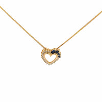 Baikalla Jewelry Gemstone Pendant Necklace Pendant Only 14k Yellow Gold Sapphire and Diamond Heart Pendant Necklace