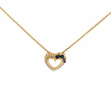 Baikalla Jewelry Gemstone Pendant Necklace Pendant Only 14k Yellow Gold Sapphire and Diamond Heart Pendant Necklace