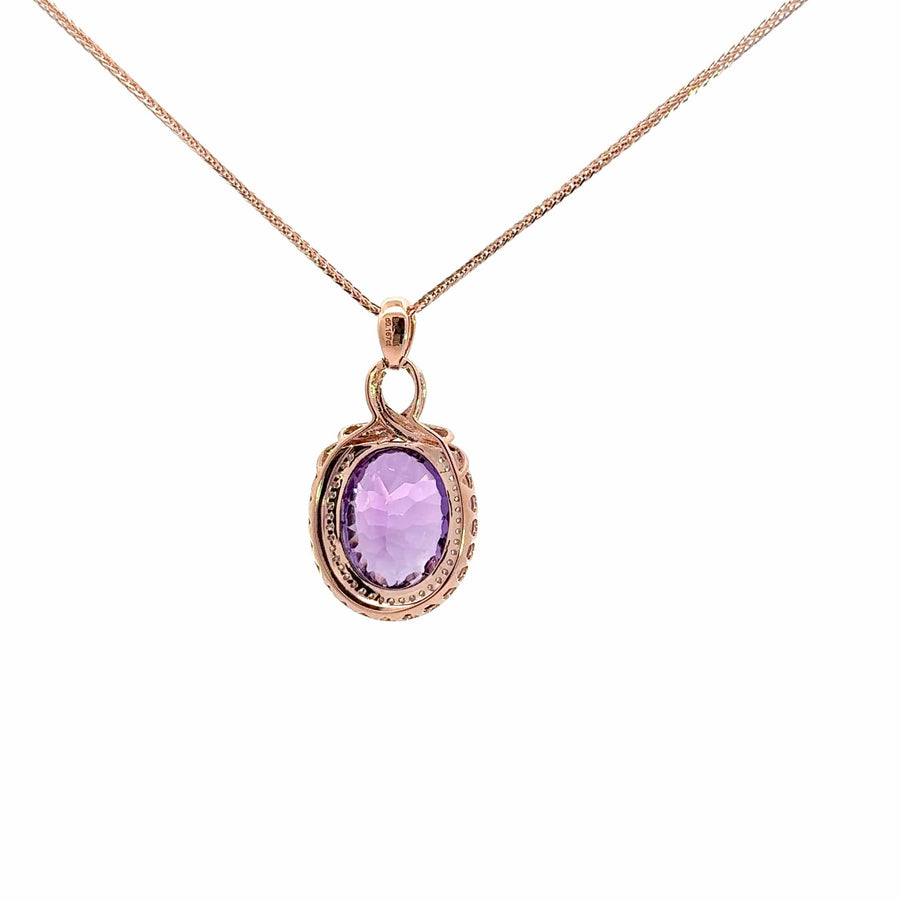 Baikalla Jewelry Gemstone Pendant Necklace 14k Rose Gold Genuine Amethyst Pendant Necklace