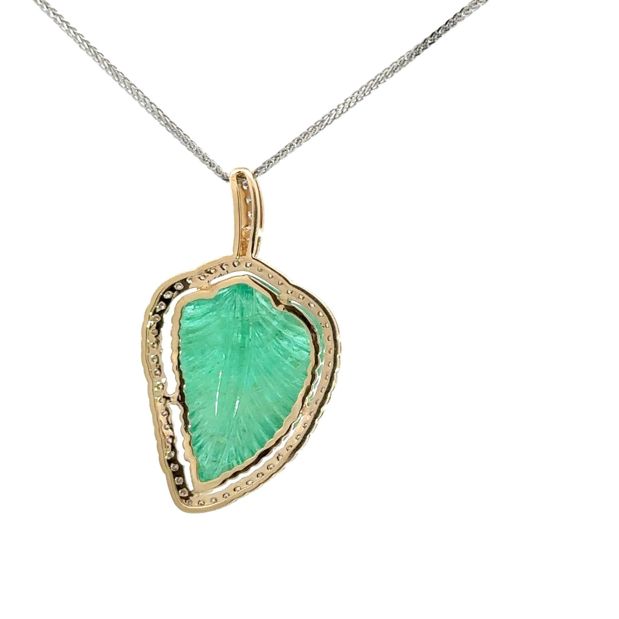Baikalla 14k Two-Tone Natural 58ct GIA Colombian Emerald Necklace