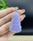 "Live" 18kw Gold Natural Lavender Jadeite Jade Guan Yin Pendant W/ Natural Diamonds" (07/01/25)