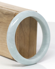 Baikalla Natural Light Blue-Green Jadeite Jade "Half Round" Bangle Bracelet (57.4mm) 