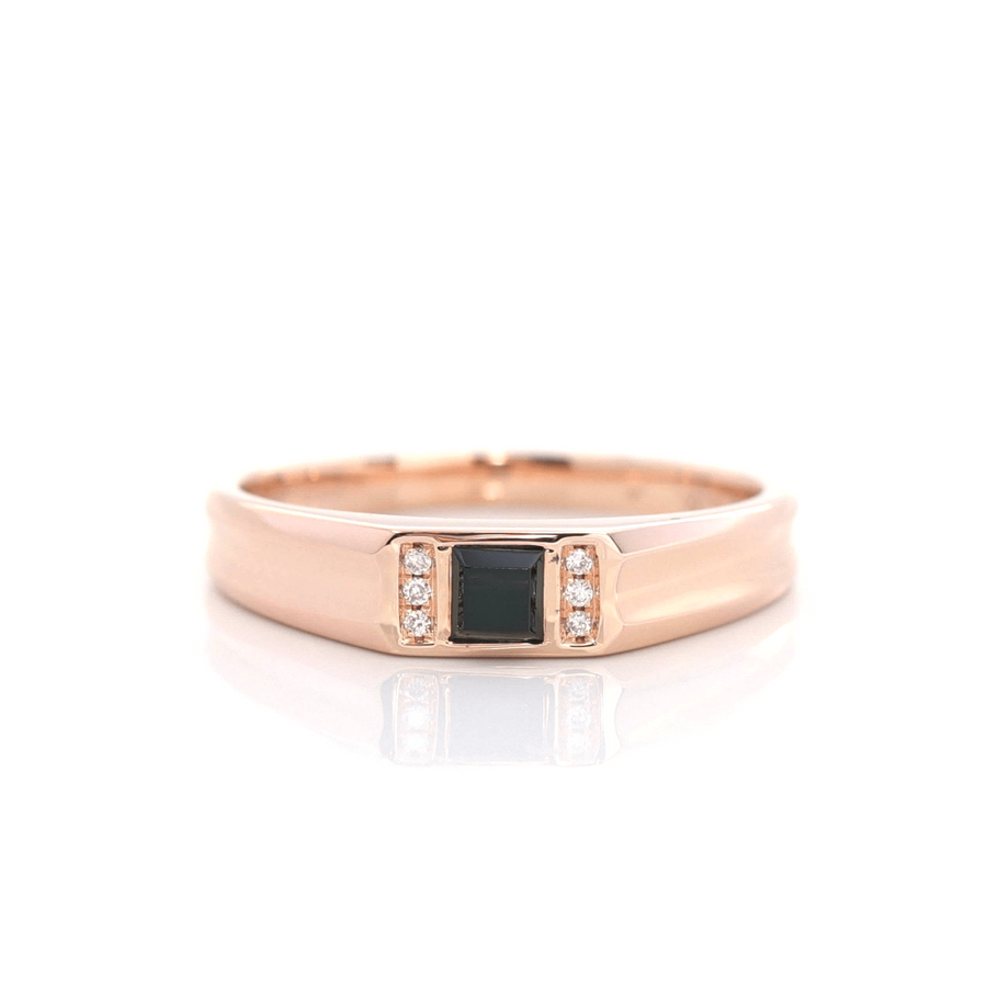 Baikalla Jewelry Gold Jadeite Jade Ring Baikalla™ "Classic Princess cut"Genuine Burmese Emerald Cut Black Jadeite Jade Engagement Ring