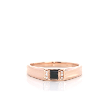 Baikalla Jewelry Gold Jadeite Jade Ring Baikalla™ "Classic Princess cut"Genuine Burmese Emerald Cut Black Jadeite Jade Engagement Ring