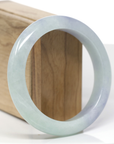 Baikalla Natural Light Blue-Green & Lavender Jadeite Jade "Half Round" Bangle Bracelet (59.1mm) 