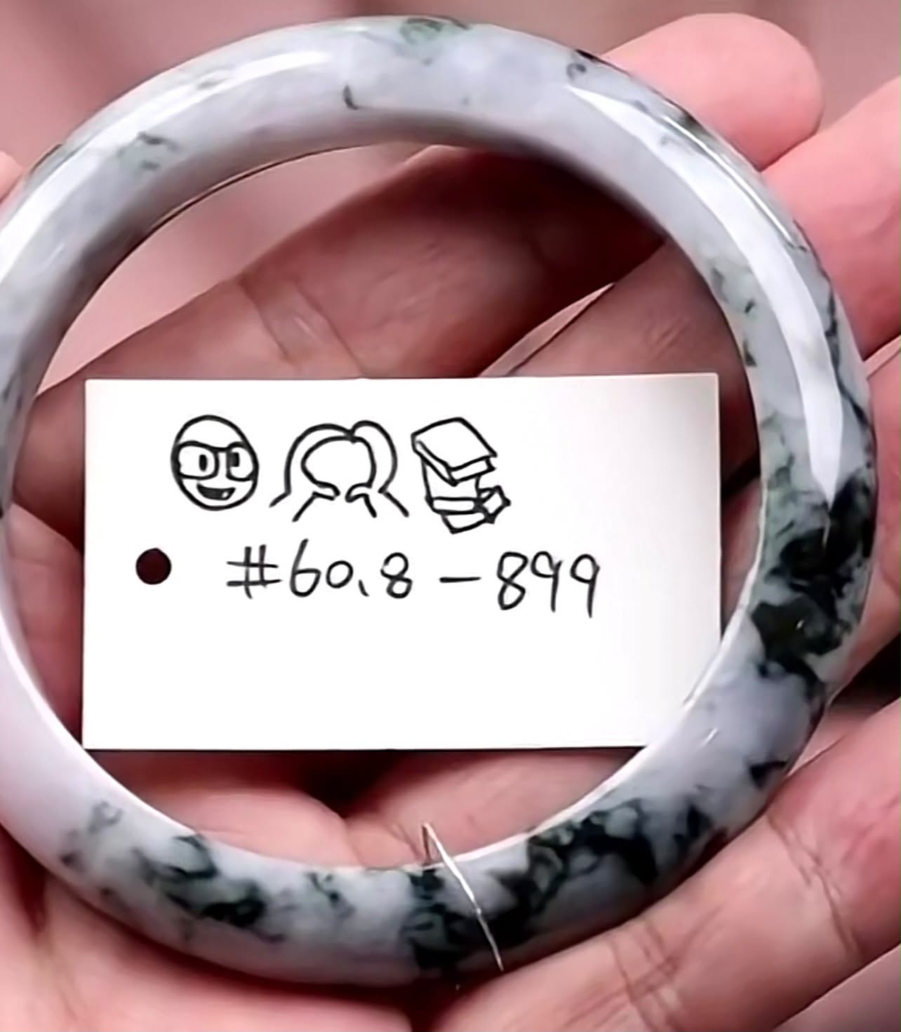 "Live" Natural Light Lavender &amp; Blue-Green Flower Jadeite Jadeite Bangle Bracelet (06/18/26)