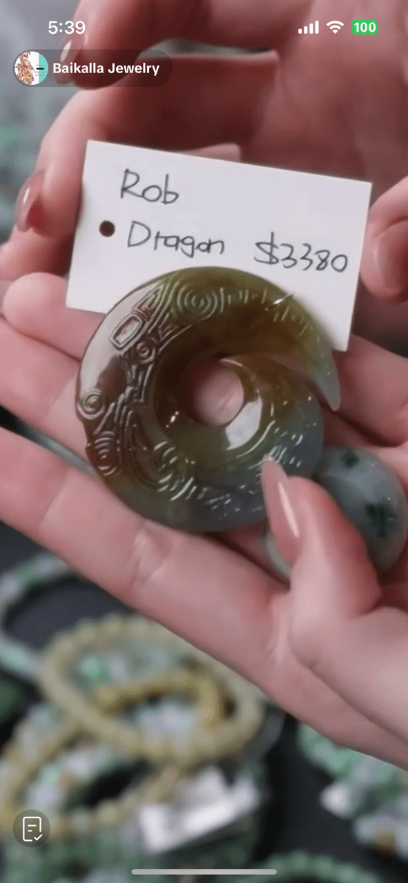 Baikalla IG Live "Natural Icy Yellow Jadeite Jade Dragon Tooth "shi lai yun zhuan" pendant" (Live Pick) (11/29/24)