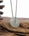 Baikalla Jewelry Jade Pendant Necklace Baikalla "Good Luck Button" Necklace Ice Blue-Green Jadeite Jade Lucky Ping An Kou Pendant
