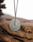 Baikalla Jewelry Jade Pendant Necklace Baikalla "Good Luck Button" Necklace Ice Blue-Green Jadeite Jade Lucky Ping An Kou Pendant