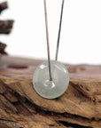 Baikalla Jewelry Jade Pendant Necklace Pendant Only Baikalla "Good Luck Button" Necklace Ice Blue-Green Jadeite Jade Lucky Ping An Kou Pendant