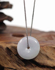 Baikalla Jewelry Jade Pendant Necklace Baikalla "Good Luck Button" Necklace Green Lavender Jadeite Jade Lucky Ping An Kou Pendant