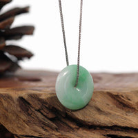 Baikalla Jewelry Jade Pendant Necklace Baikalla "Good Luck Button" Necklace White Green Jadeite Jade Lucky Ping An Kou Pendant