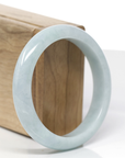Baikalla Natural Light Blue-Green Jadeite Jade "Half Round" Bangle Bracelet (57.4mm) 