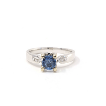 Baikalla Jewelry Gold Sapphire Ring 18k White Gold Natural Blue Sapphire Engagement Ring