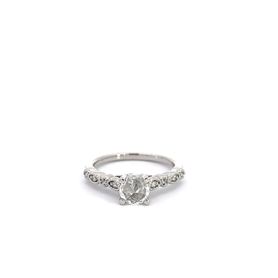 Baikalla Jewelry Diamond Ring Baikalla 14k White Gold Rose Cut Diamond Engagement Ring