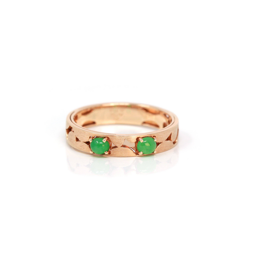 Baikalla Jewelry Jadeite Engagement Ring Baikalla™ "Orla" 18k Rose Gold Natural Imperial Jadeite Wedding Band