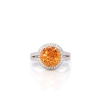 Baikalla Jewelry Gemstone Ring Baikalla 14K White Gold Faceted Cabochon Natural Citrine Ring CTW 1/4