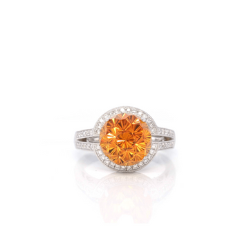 Baikalla Jewelry Gemstone Ring Baikalla 14K White Gold Faceted Cabochon Natural Citrine Ring CTW 1/4