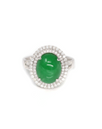 Baikalla Jewelry Jadeite Engagement Ring 18k White Gold Imperial Green Jadeite Jade Ring With Diamonds