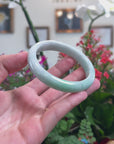 Baikalla Natural Light Apple-Green Jadeite Jade "Half Round" Bangle Bracelet (60mm) 