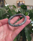 Baikalla Natural Black Wuji "Traditional Round" Jadeite Jade Bangle Bracelet (51.7mm) 