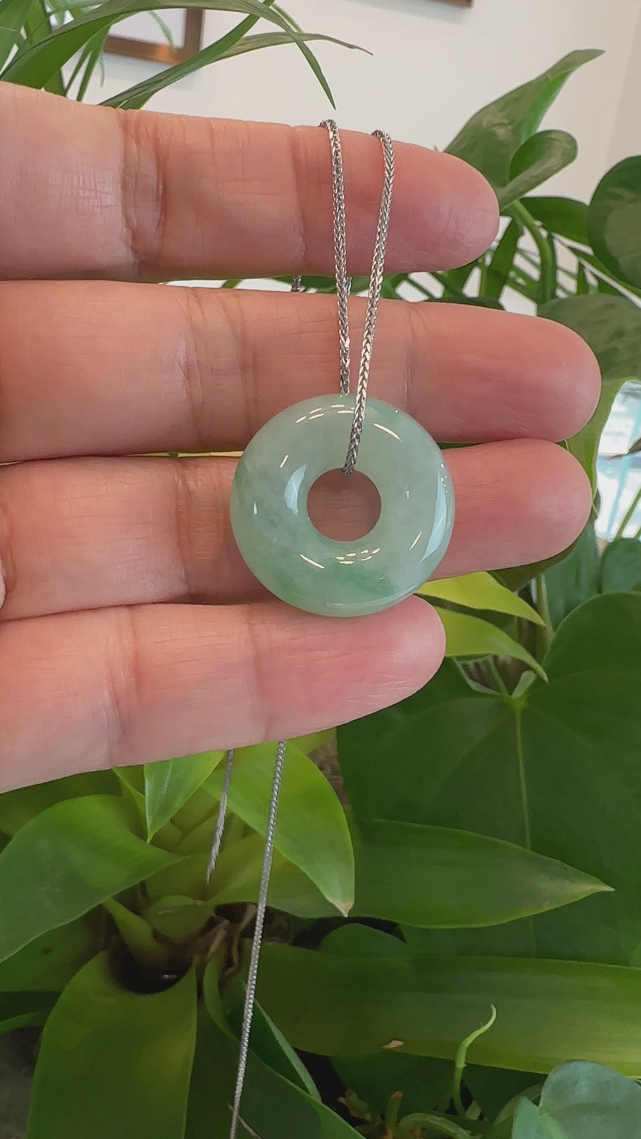 Baikalla "Good Luck Button" Necklace Ice Green Jadeite Jade Pendant For Men