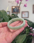 Baikalla Natural Light Apple Green & Black Wuji Jadeite Jade "Oval" Bangle Bracelet (56.2mm) 