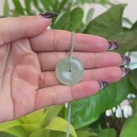 Baikalla "Good Luck Button" Necklace Ice Green Jadeite Jade Lucky Ping An Kou Pendant
