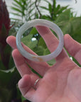 Baikalla "Half Round" Oval Icy Green Jade Bangle Bracelet (52.14mm) 